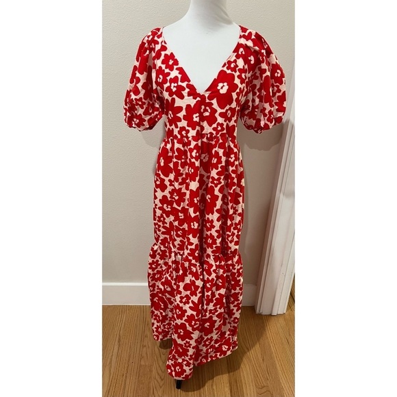 Robe A.L.C. Valenti Manches Bouffantes Rouge - Taille 4, Neuf Avec étiquettes